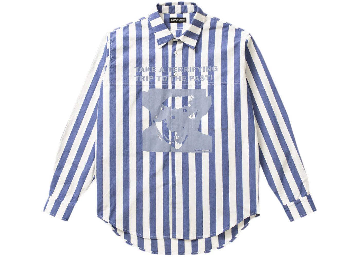 Brownstone Terrifying Trip! Striped Button Down Shirt Royal