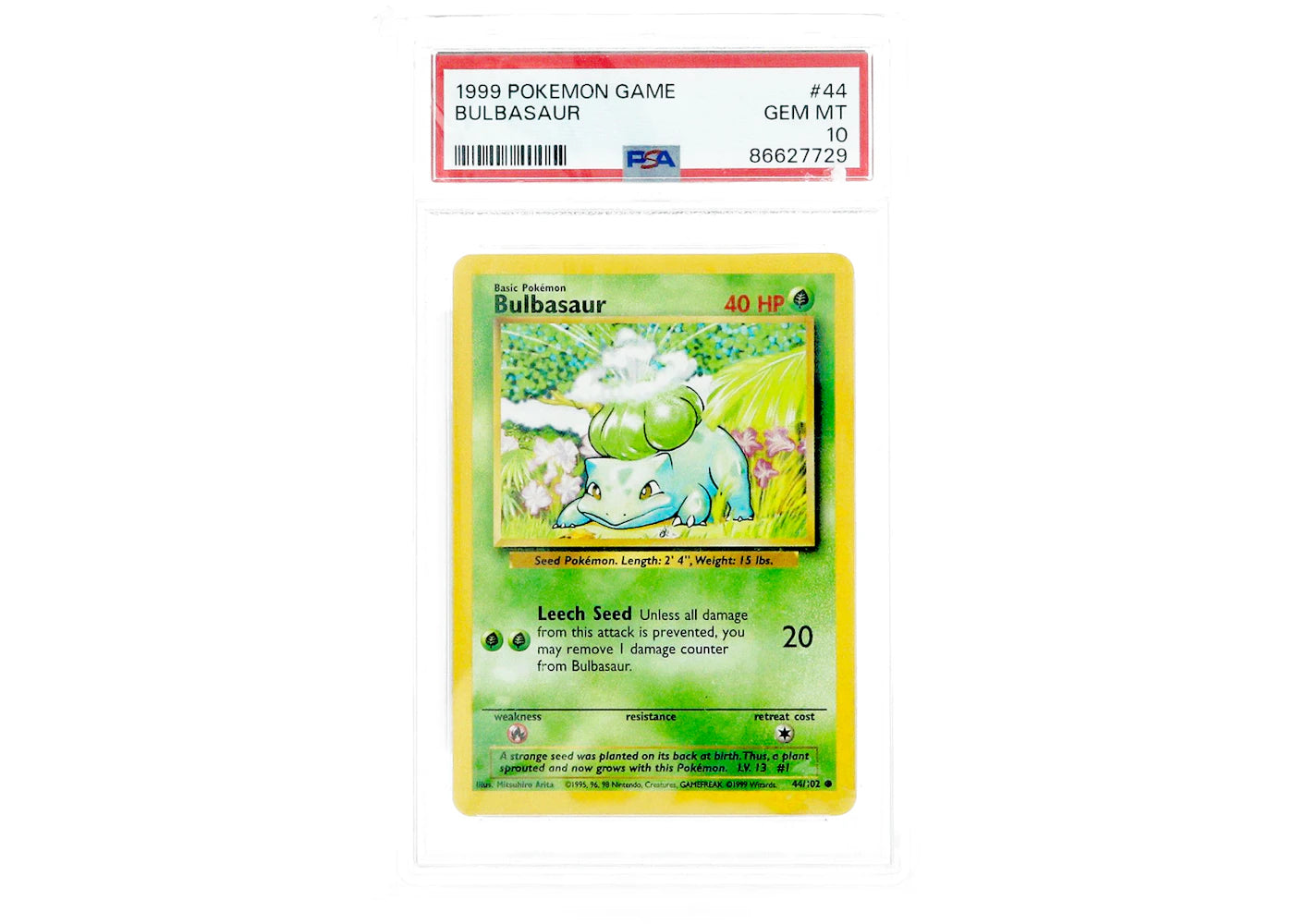 Bulbasaur 1999 Pokemon TCG Base Set 1st Edition #44/102 (PSA or BGS Graded)
