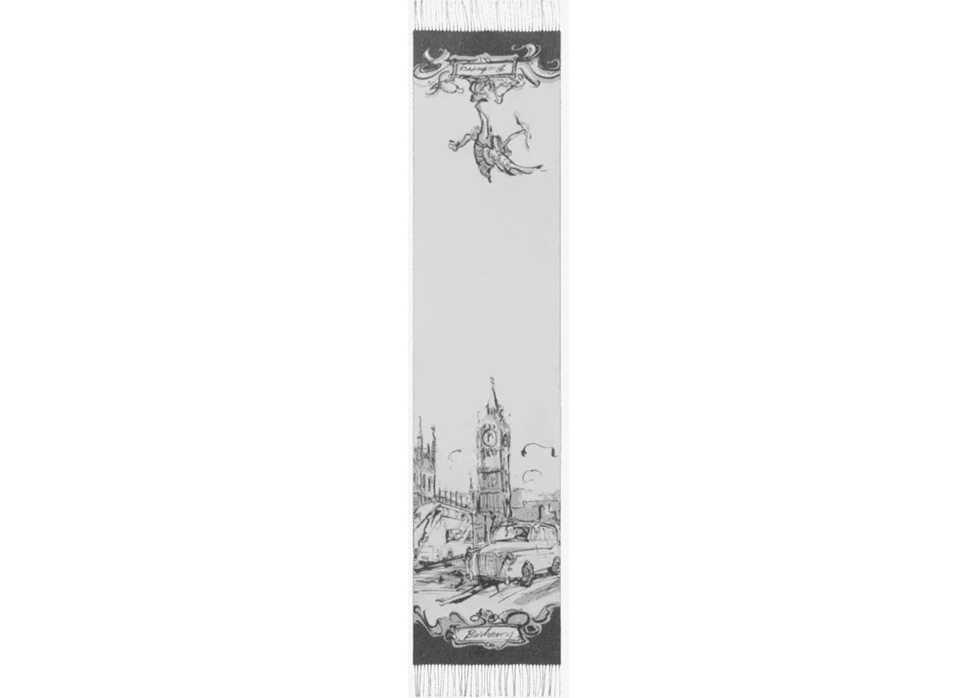 Burberry Artistic Bird Motif Cashmere Scarf Wisp