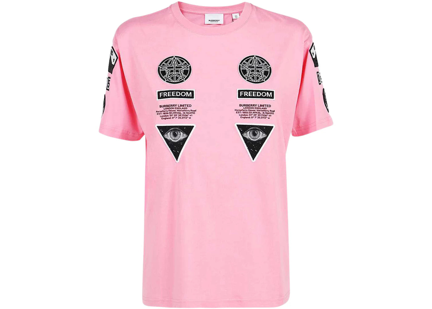 Burberry Badge Applique Cotton T-shirt Pink
