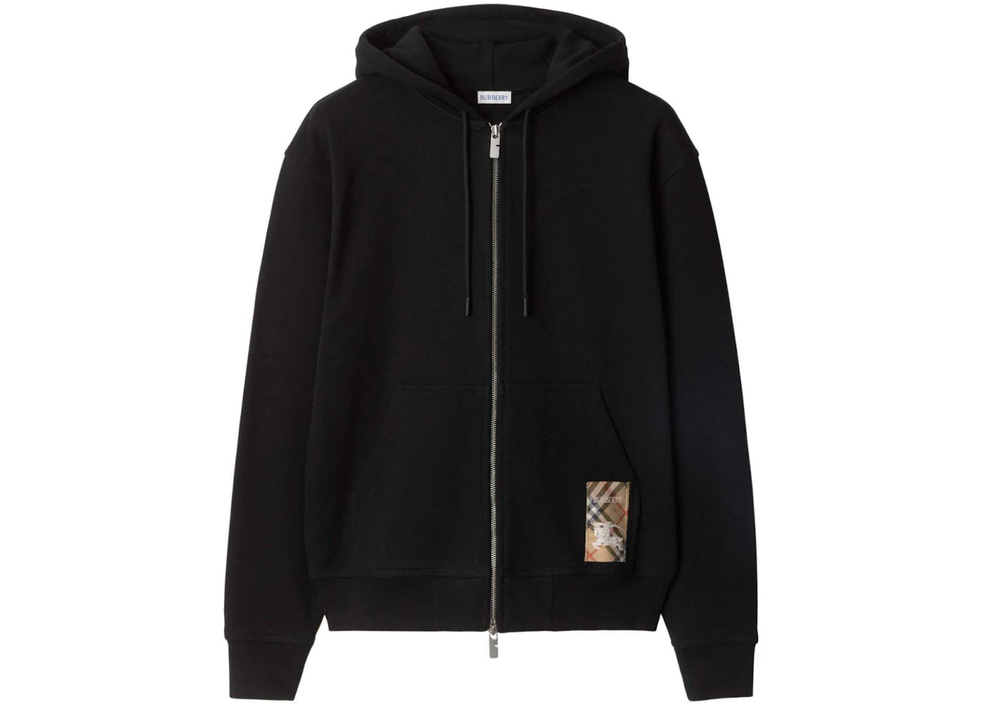 Burberry Check Label Zip-Thru Hoodie Black