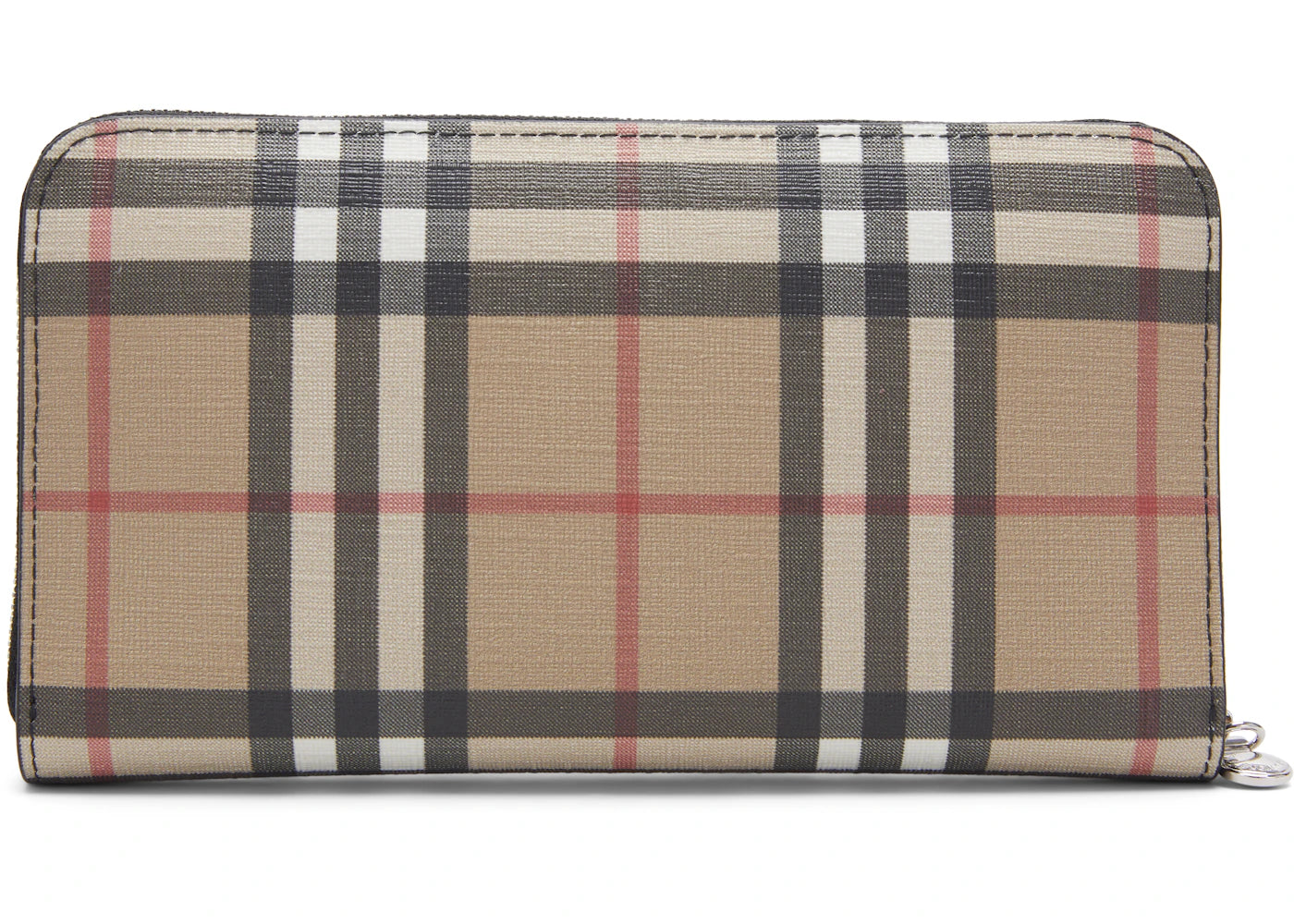 Burberry Vintage Check and Leather Ziparound Wallet 12 Slot Black