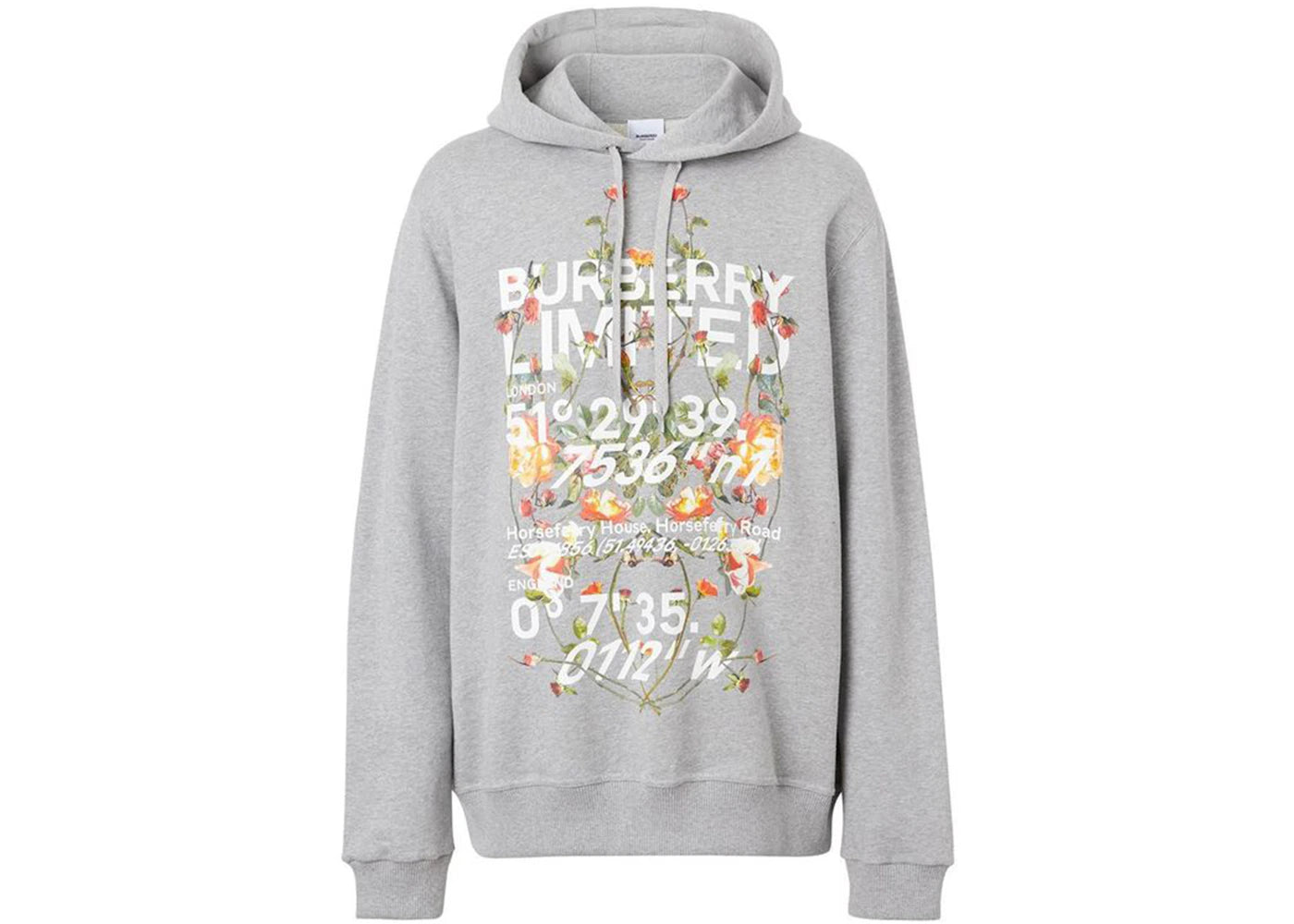 Burberry Floral Montage Print Hoodie Grey/Melange