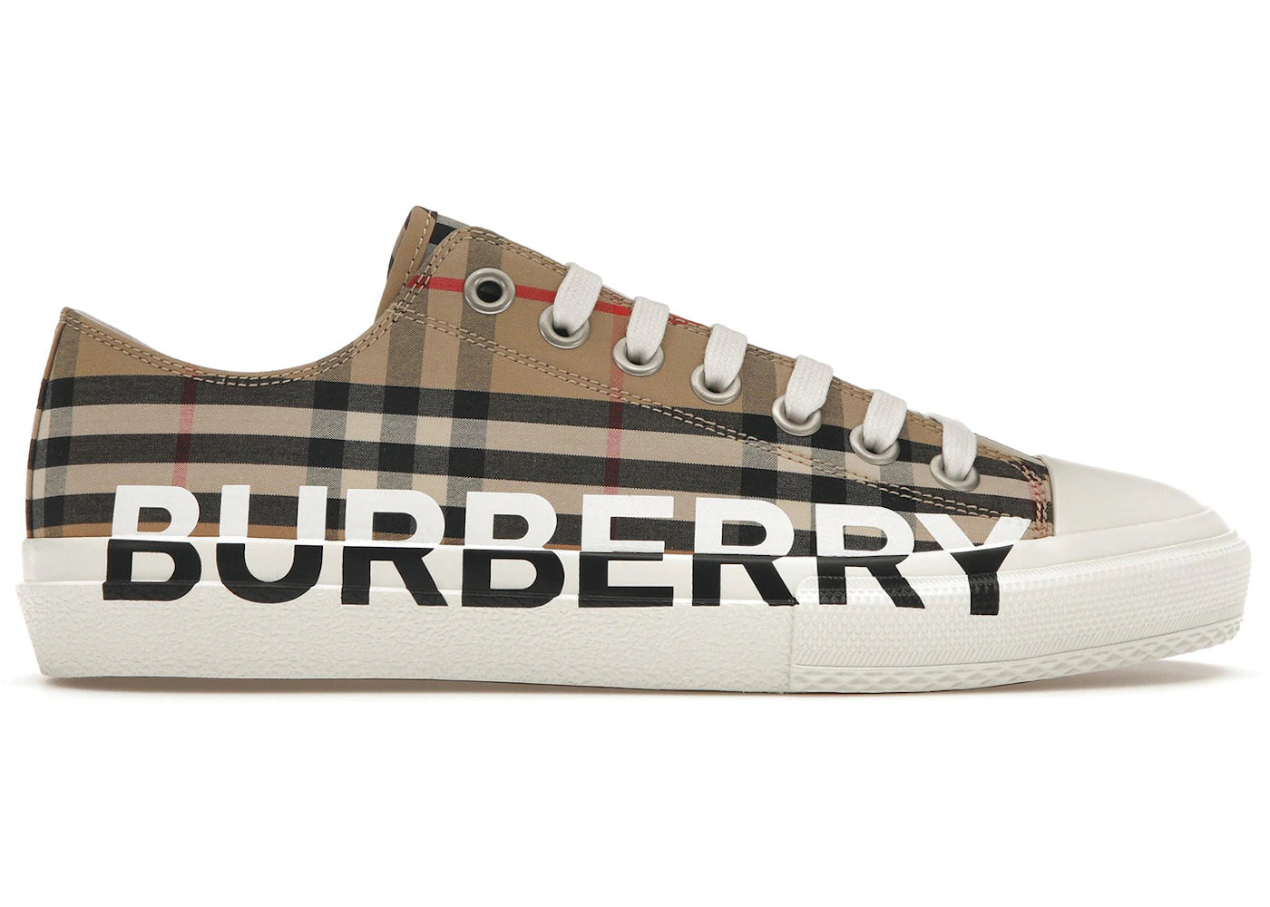 Burberry Logo Print Vintage Check Cotton Sneakers Archive Beige (Women's)