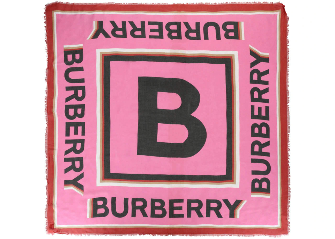 Burberry Logo Printed Scarf Bubble Gum Pink
