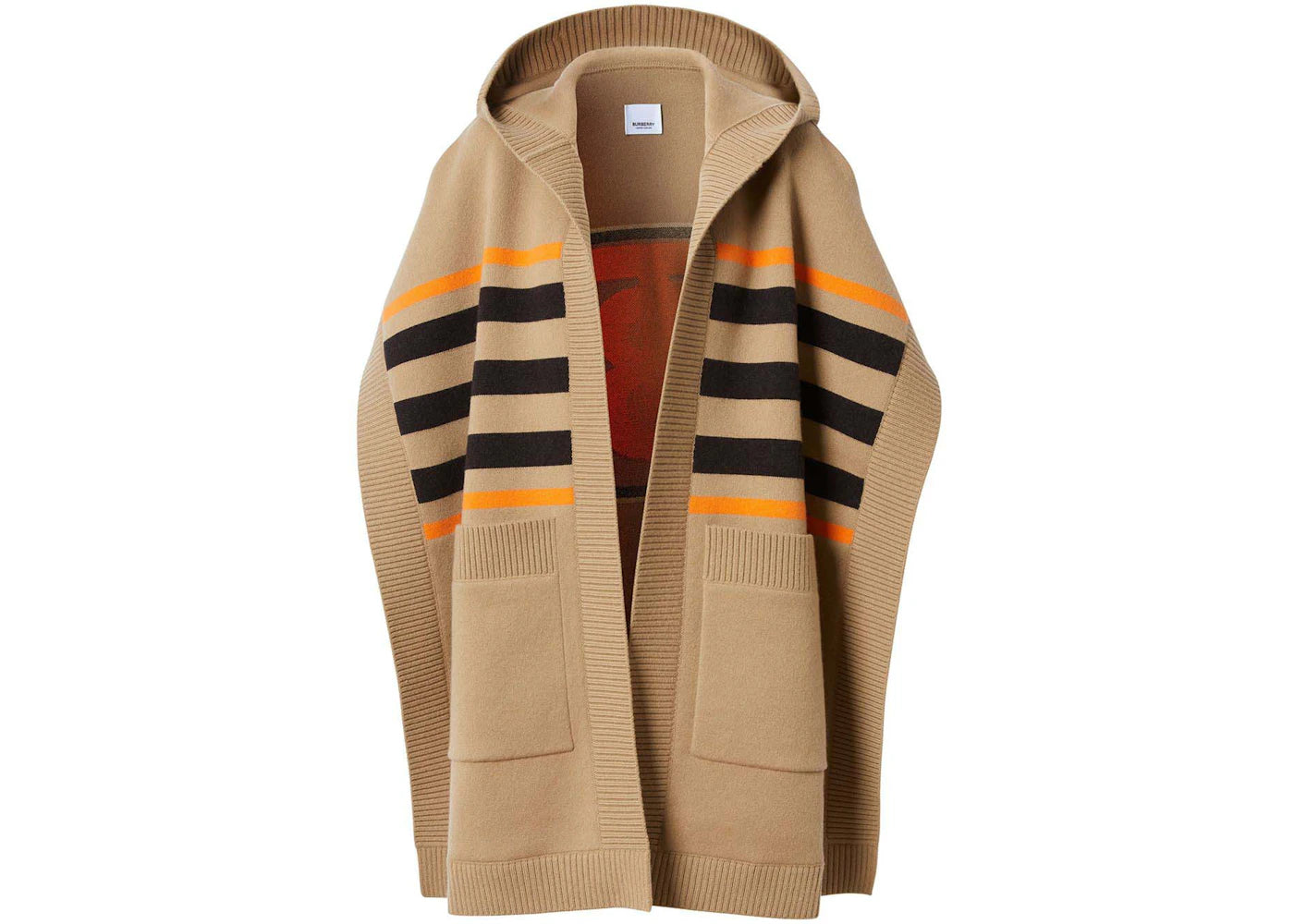 Burberry Monogram Motif Intarsia Cape Beige/Orange
