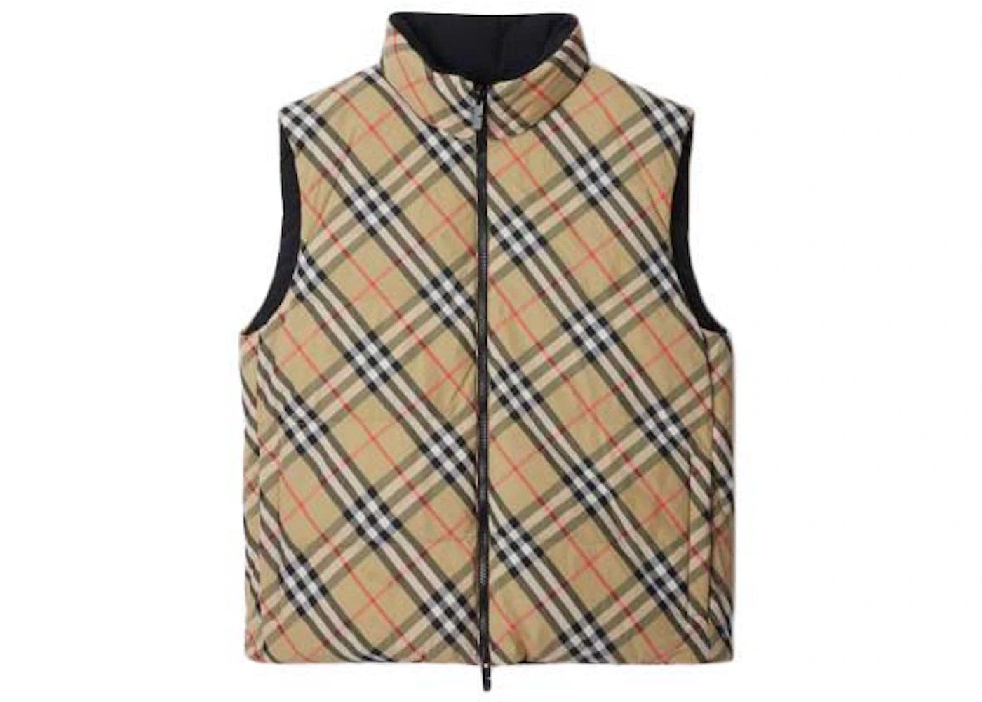 Burberry Nylon Check Packable Hood Gilet Sand Ip Check