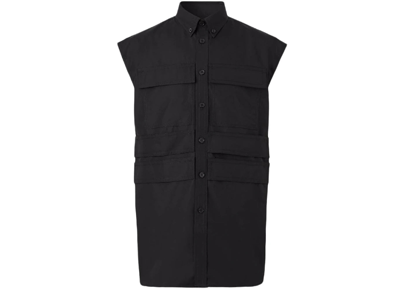 Burberry Panel Detail Sleeveless Shirt Black