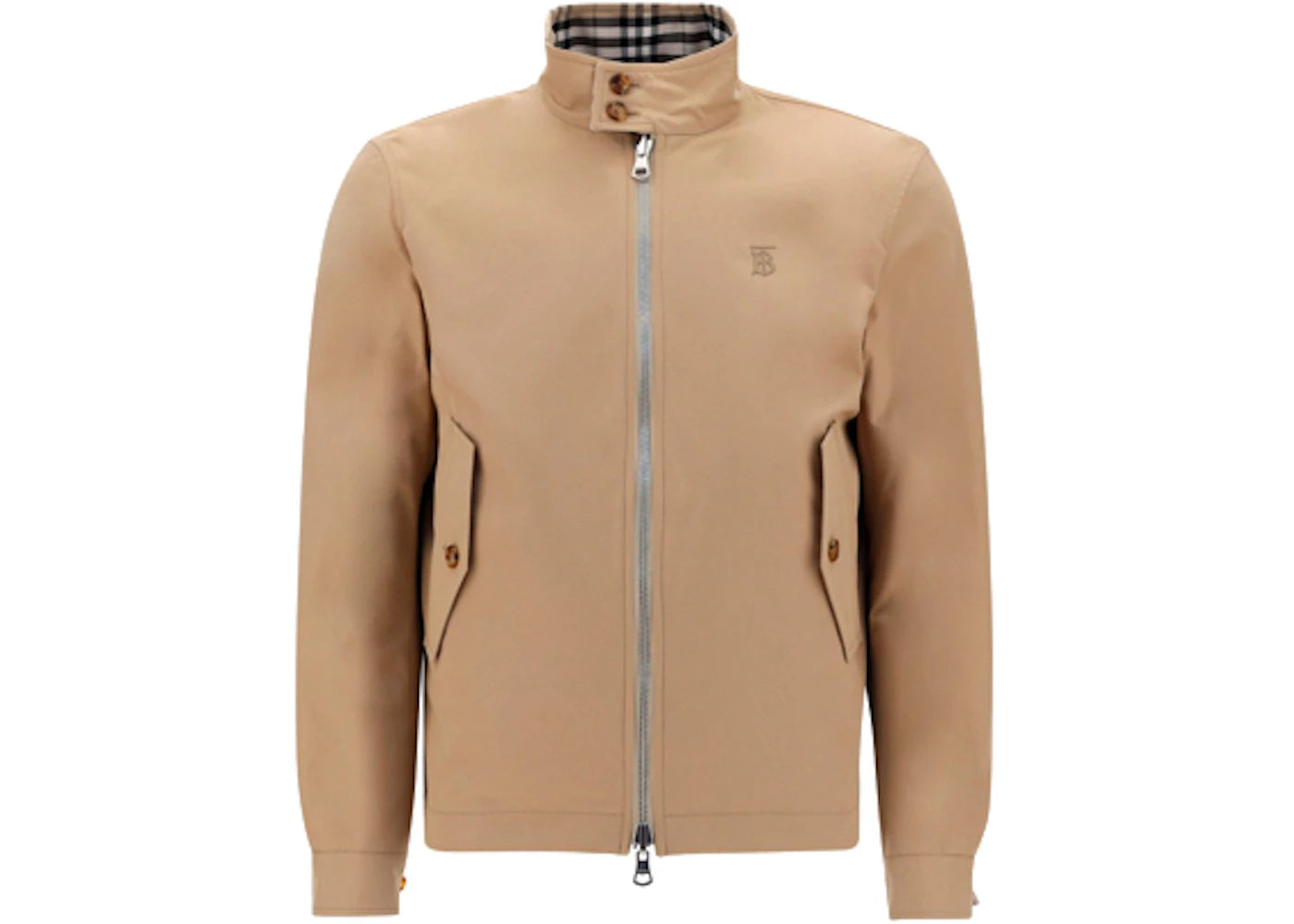 Burberry Reversible Check Wool Cotton Harrington Jacket Beige