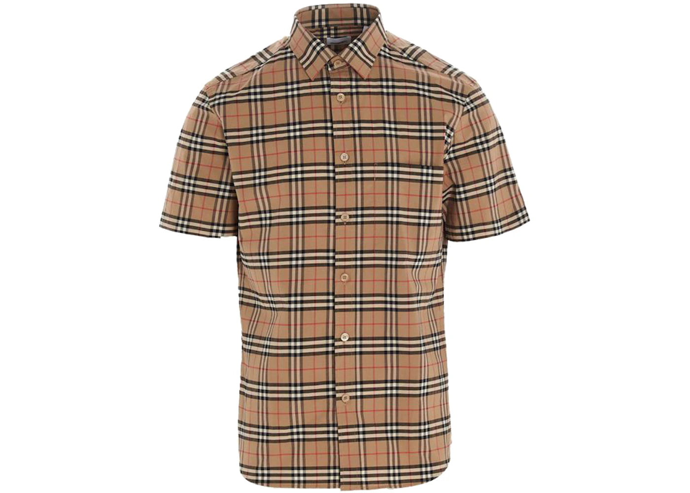 Burberry S/S Small Scale Check Stretch Cotton Shirt Archive Beige