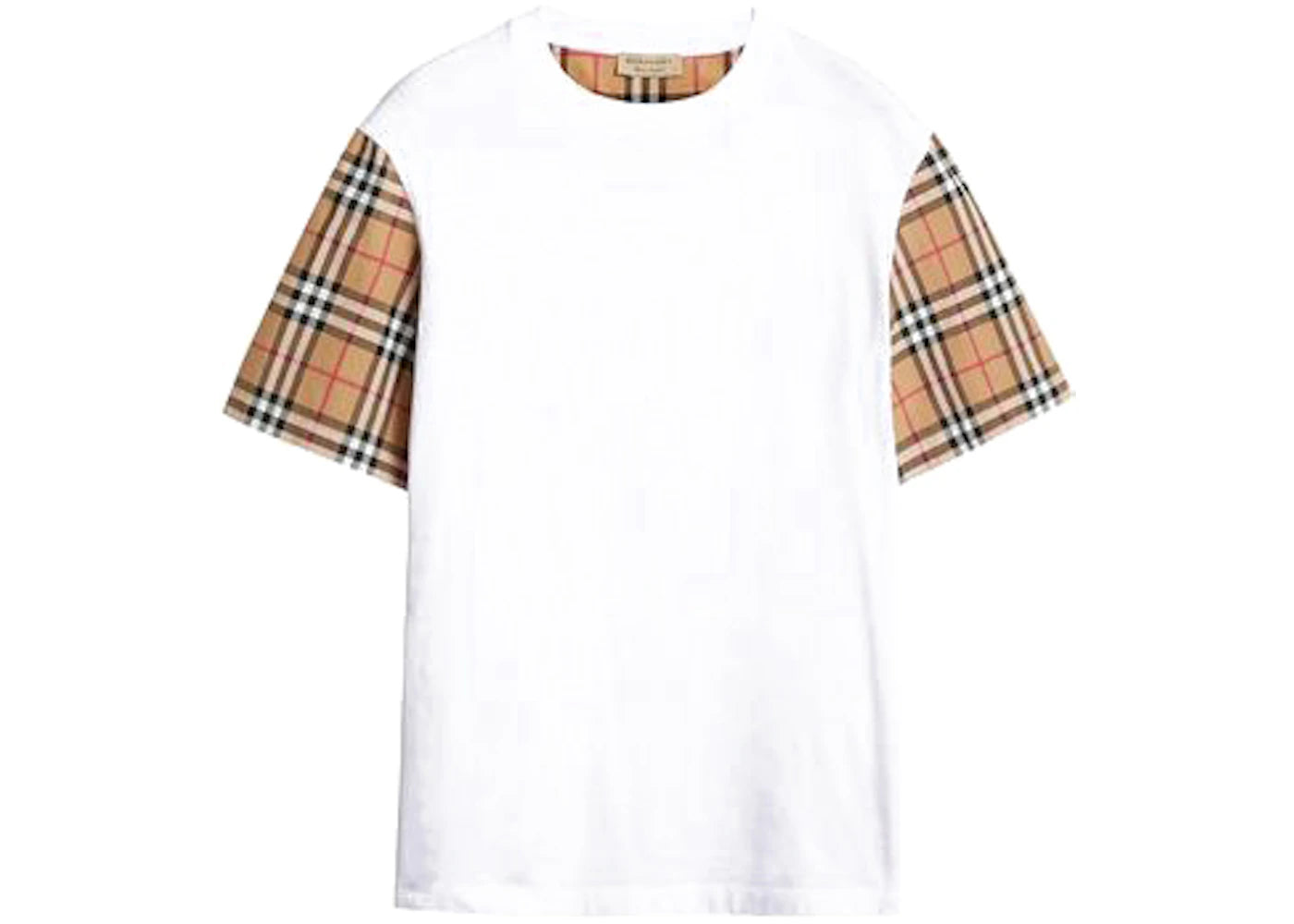 Burberry Stretch Check Sleeves Cotton T-shirt White