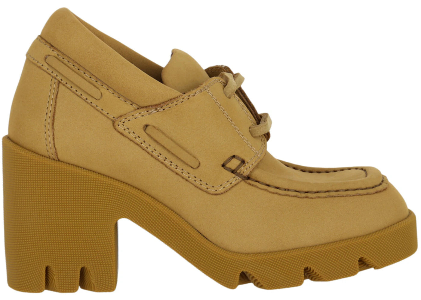 Burberry Stride Leather Heeled Loafers Camel (Women's)