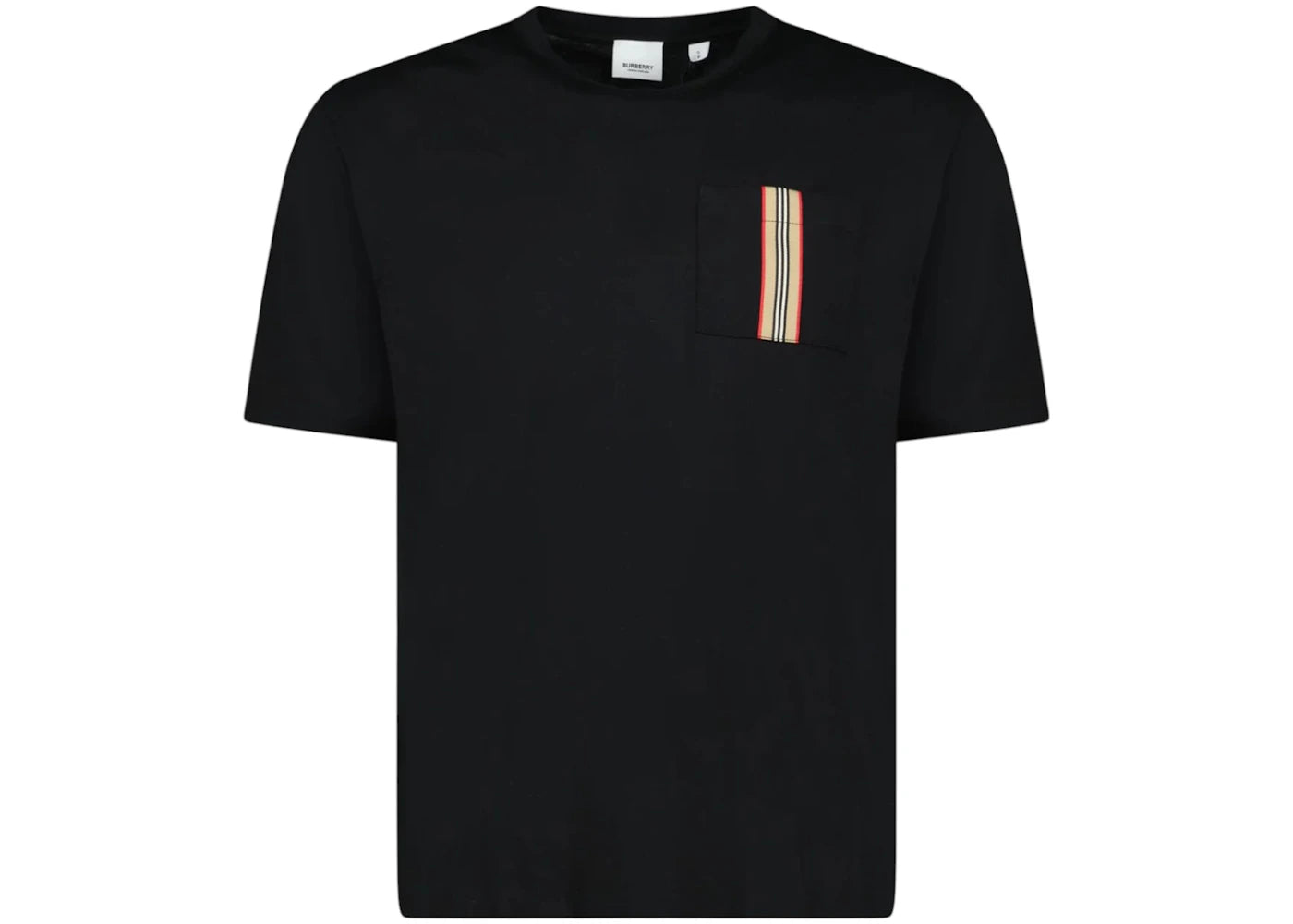 Burberry Stripe Trim Pocket Cotton T-shirt Black