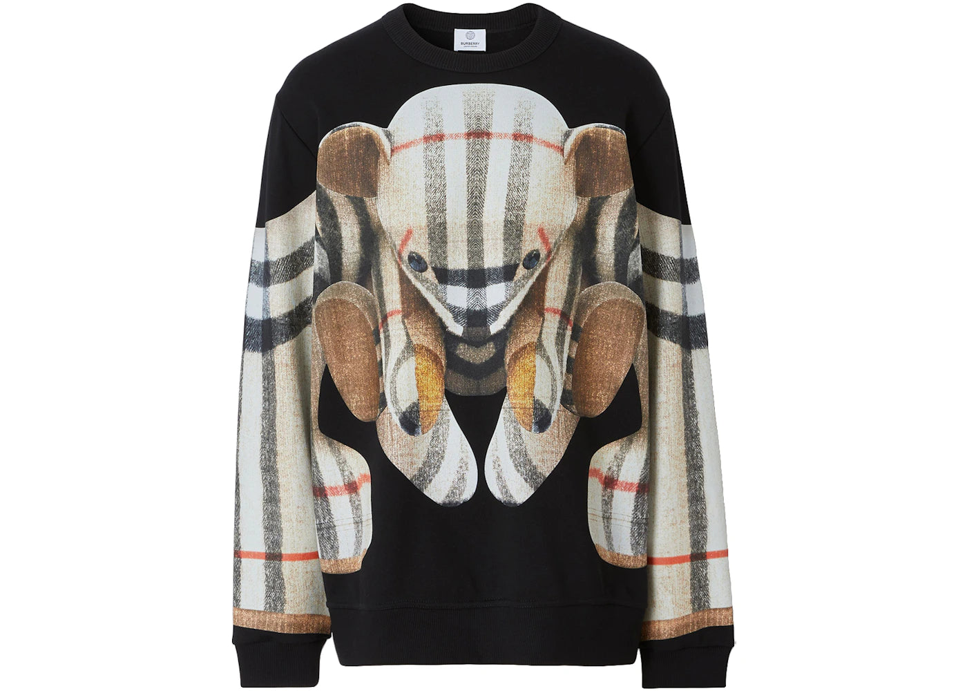 Burberry Thomas Bear Print Cotton Oversized Sweatshirt Black/Archive Beige