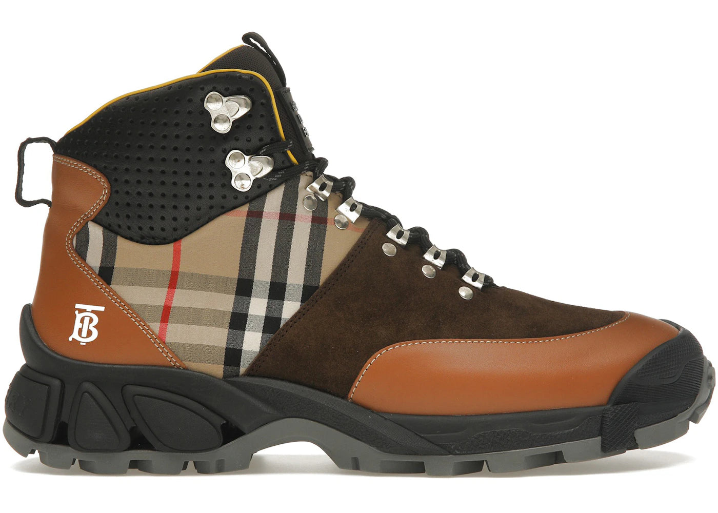 Burberry Vintage Check Tor Boots Beige Brown Black