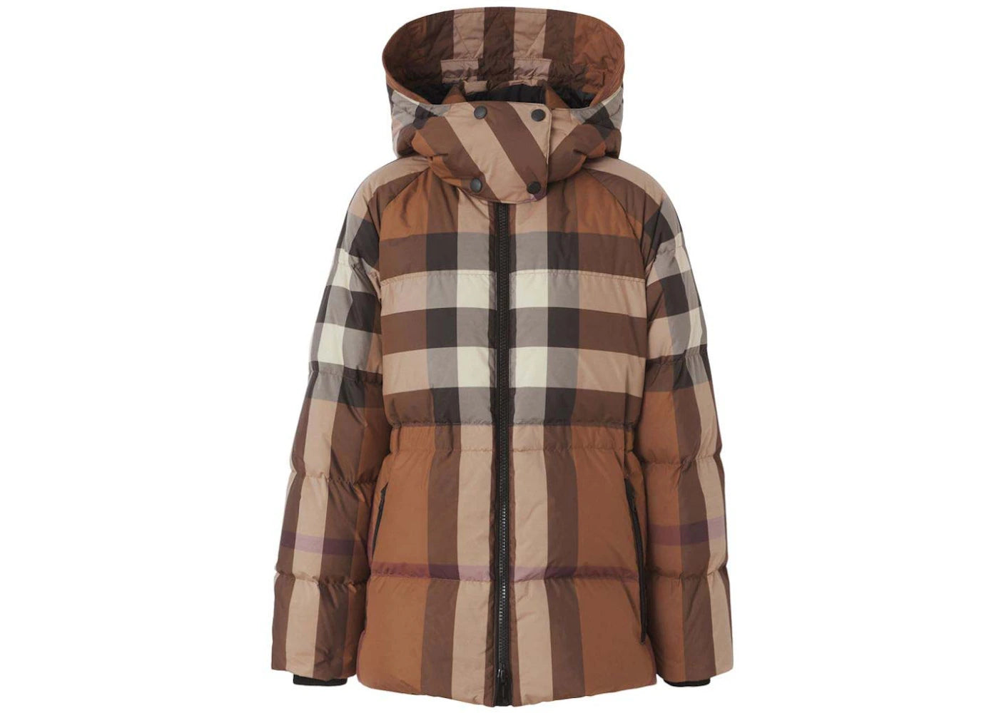 Burberry Vintage Check-print with Detachable Hood Puffer Jacket Brown