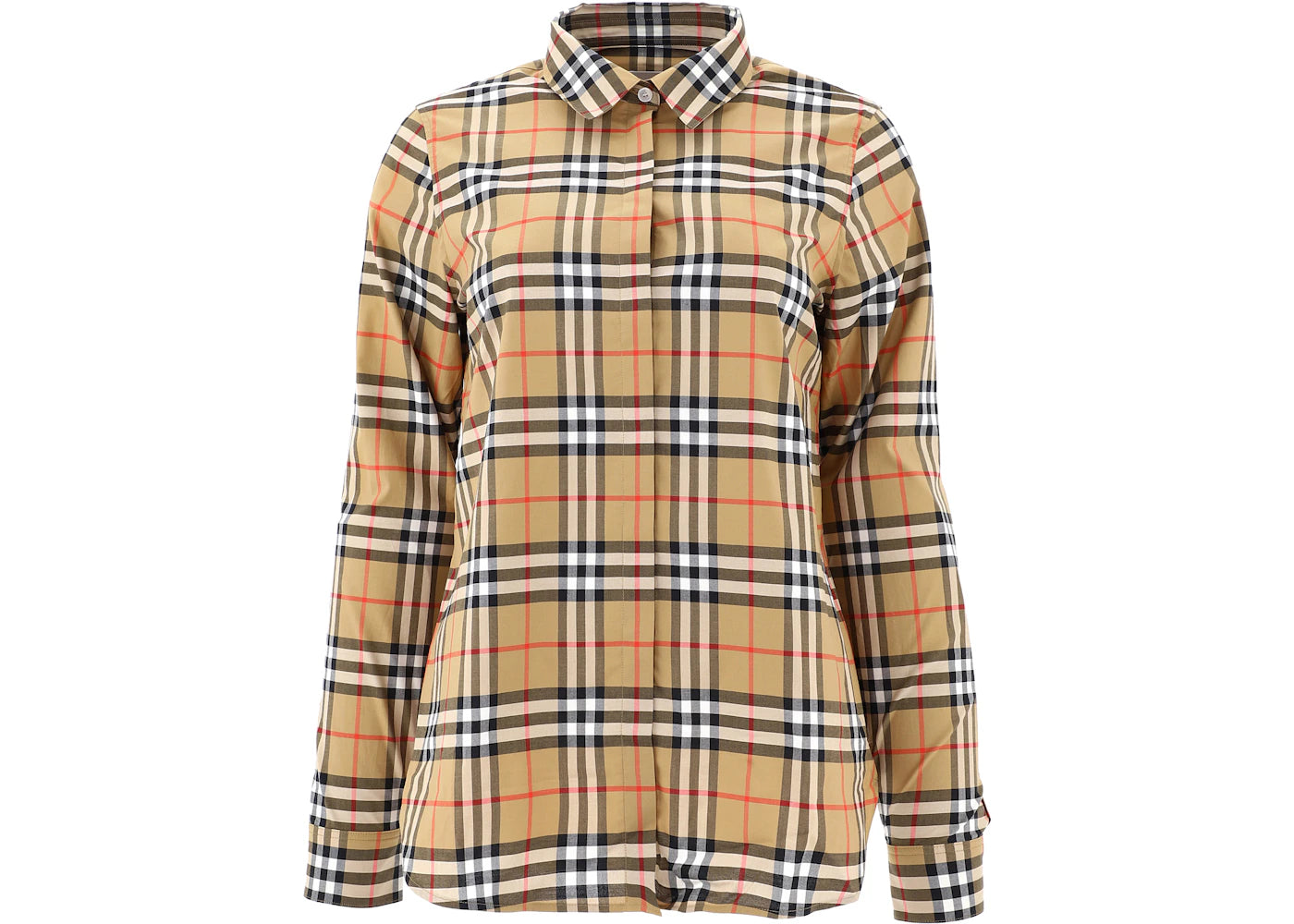 Burberry Vintage Womens Check Cotton Oversized Shirt Antique Yellow