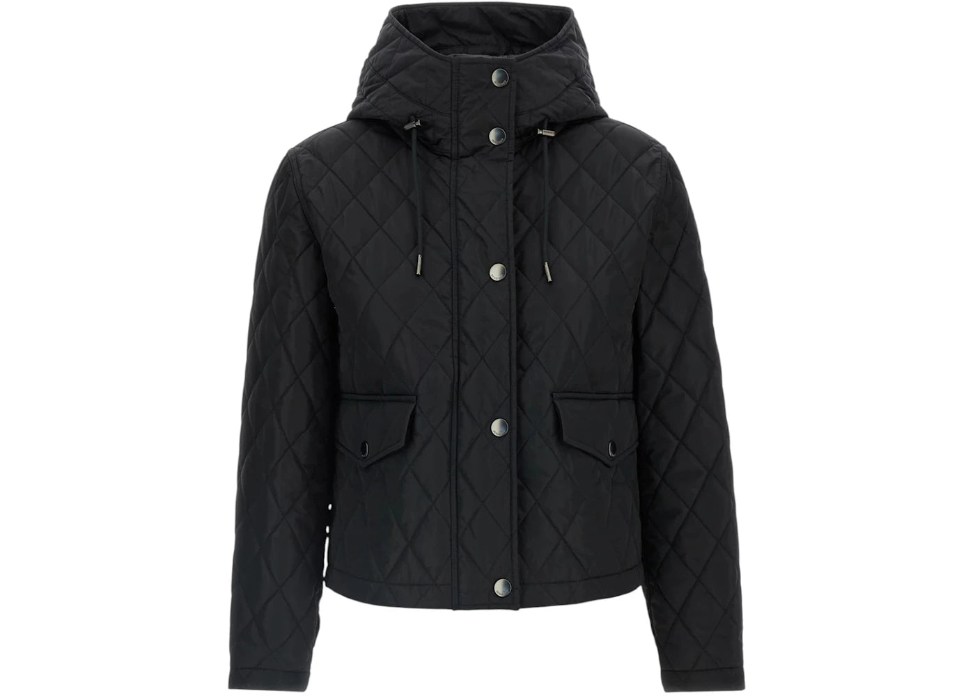 Burberry Women's Cropped Quilted Nylon Hooded Jacket Black
