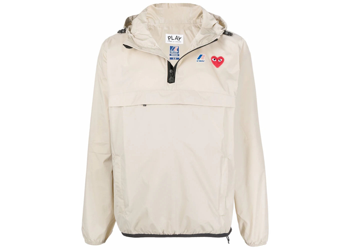 Comme des Garcons PLAY Play X K Way Full Zip Packable Jacket Beige
