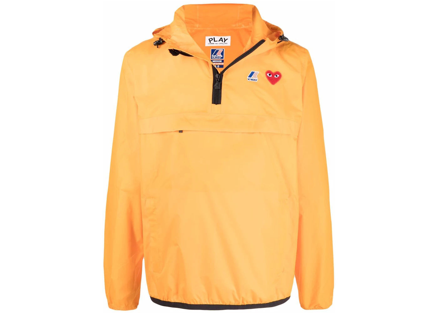 Comme des Garcons PLAY Play X K Way Half Zip Packable Jacket Orange