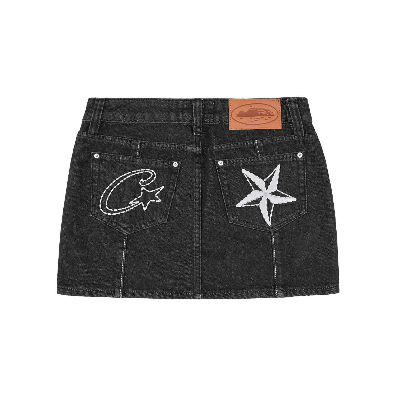 Corteiz Stitch Down Denim Skirt Black