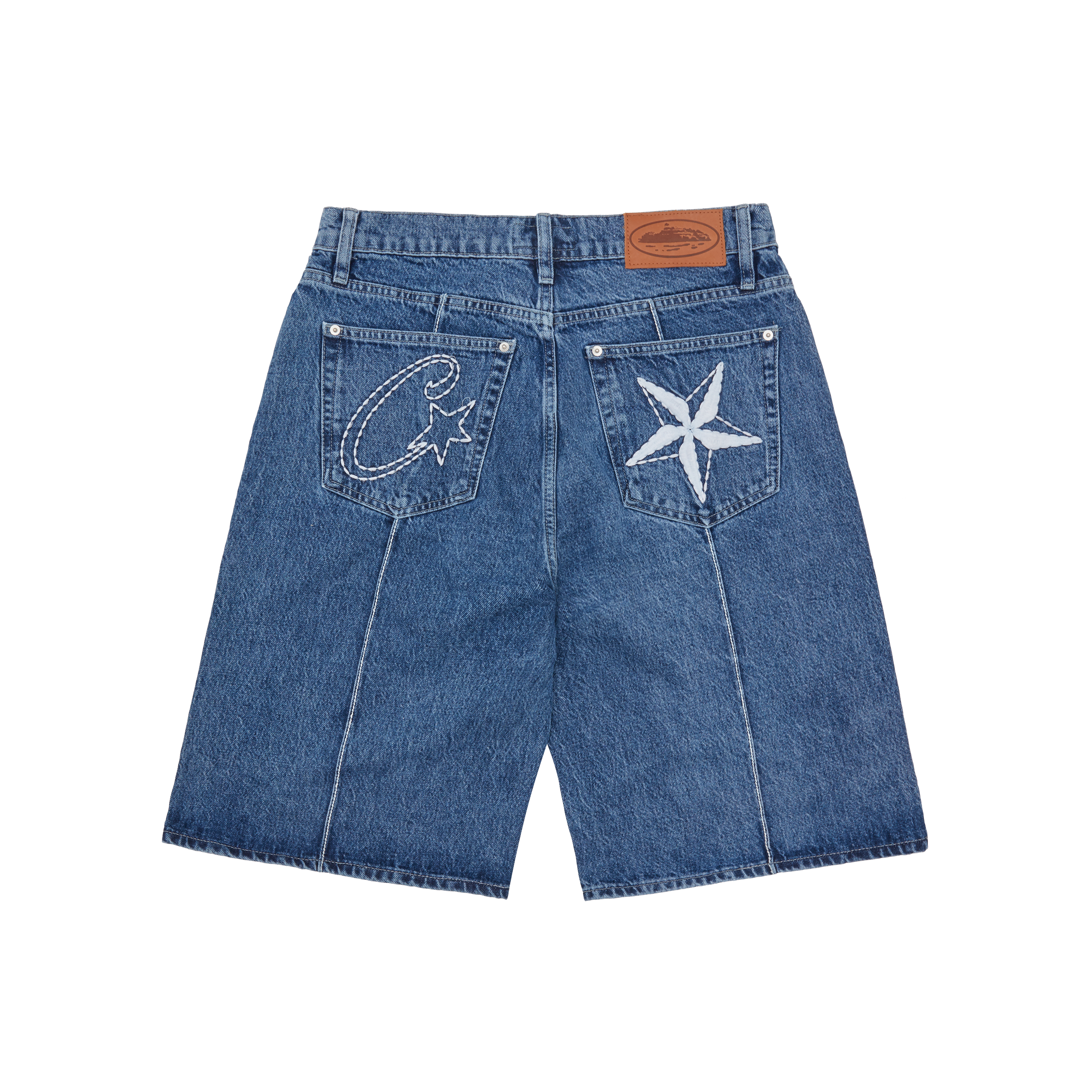 Corteiz C-Star Denim Shorts Faded Blue