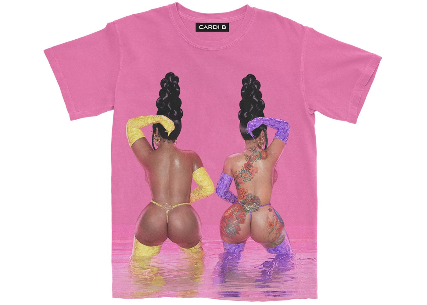Cardi B WAP Water Art T-Shirt Pink
