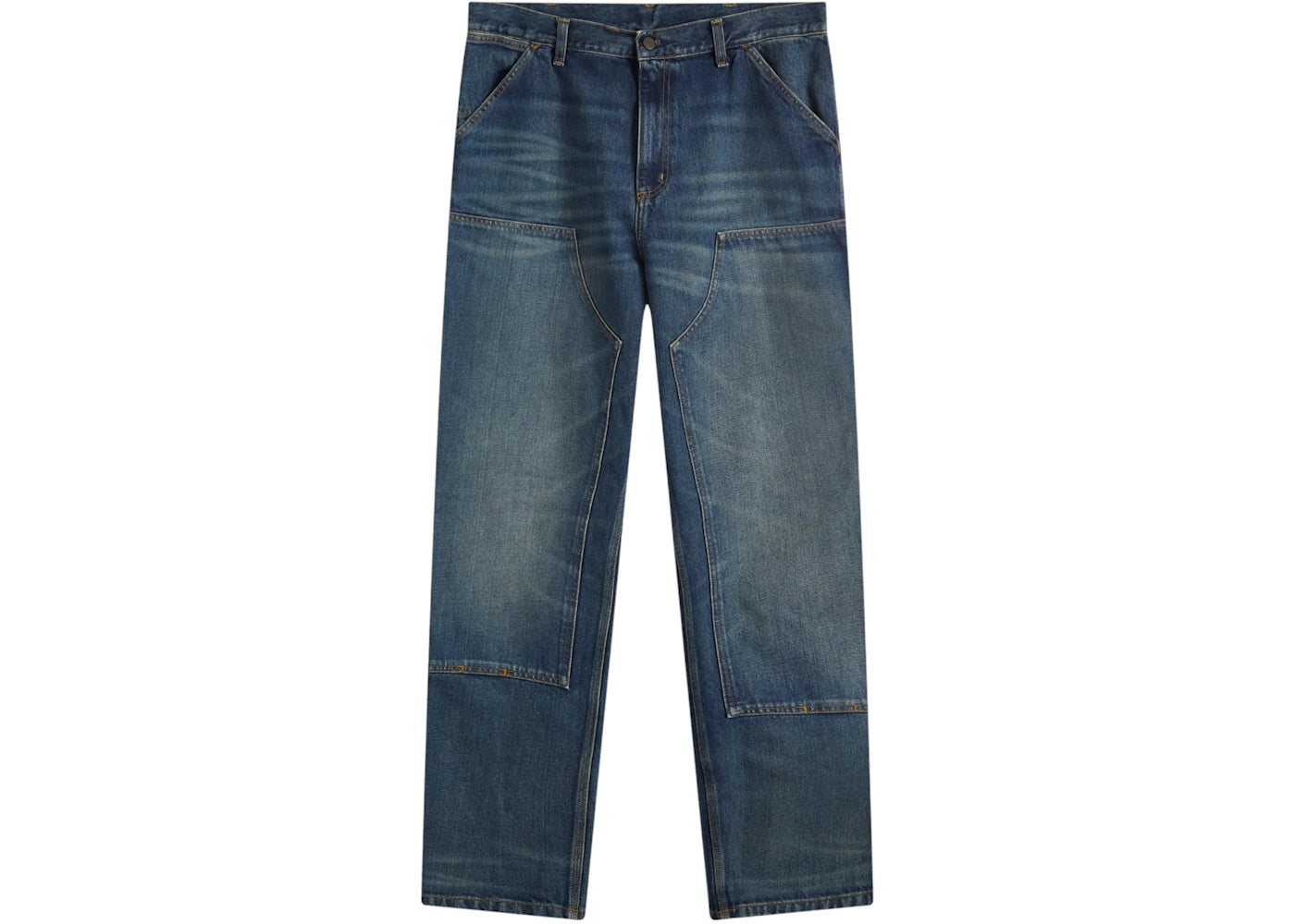 Carhartt WIP Denim Double Knee Pants Blue Worn Used Wash