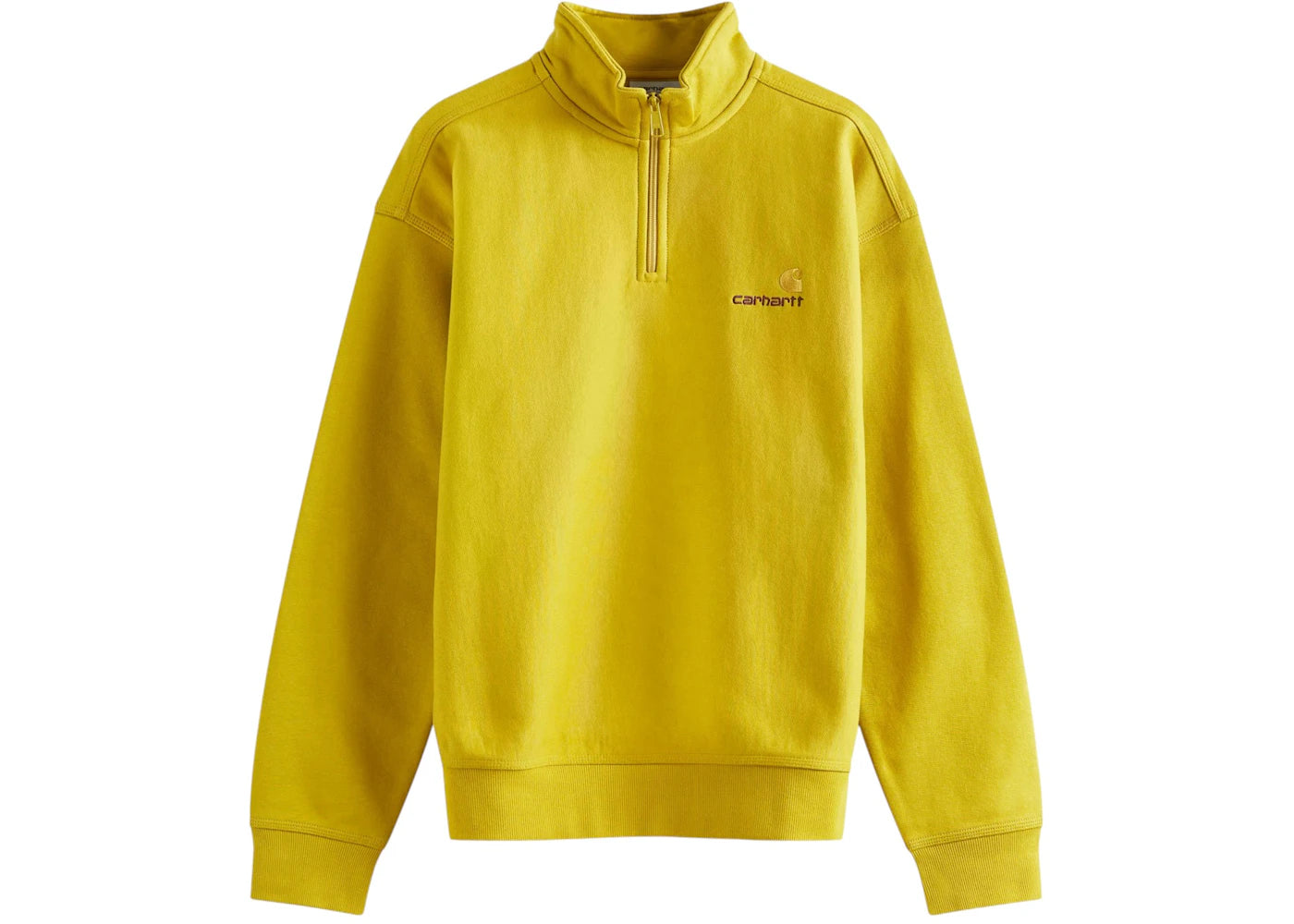 Carhartt WIP Half Zip American Script Crew Sweatshirt Golden Olive