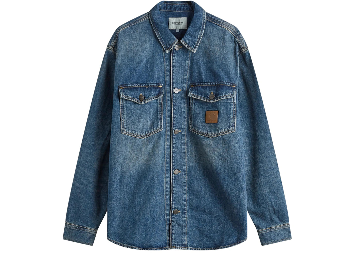 Carhartt WIP Lincoln Denim Shirt Jacket Blue Worn Used Wash