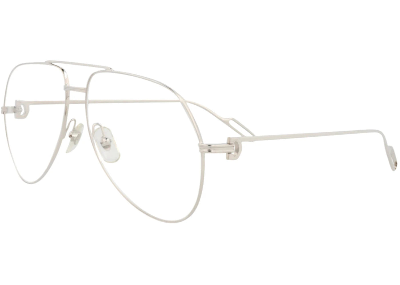 Cartier Aviator Eyeglasses Silver Silver Transparent (CT0116O-30003096-002)