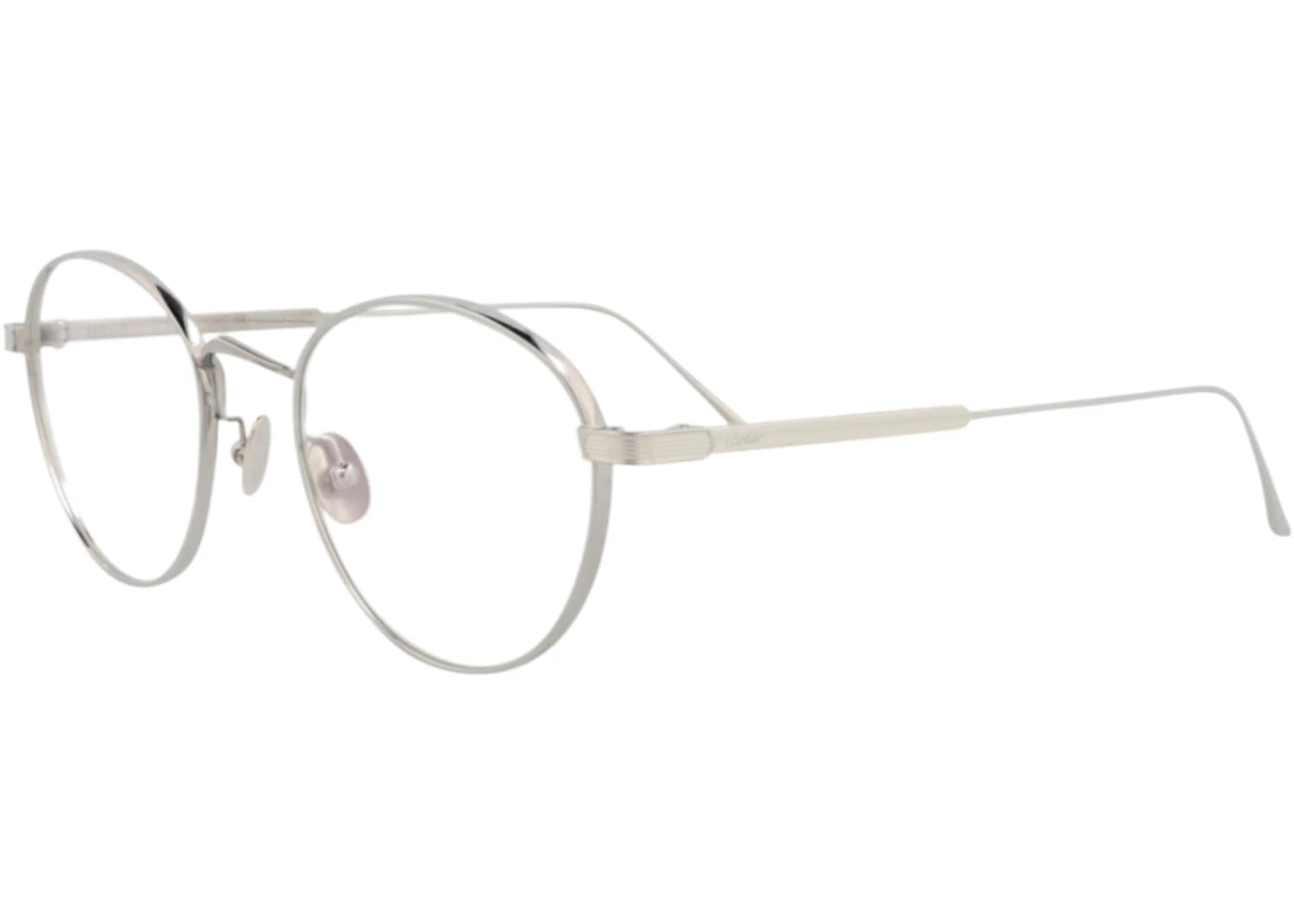 Cartier Round Eyeglasses Ruthenium Silver Transparent (CT0016O-30002154-002)