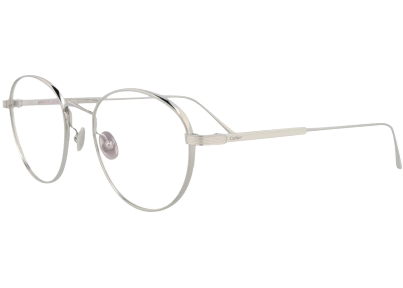 Cartier Round Eyeglasses Ruthenium Silver Transparent (CT0016O-30002154-005)