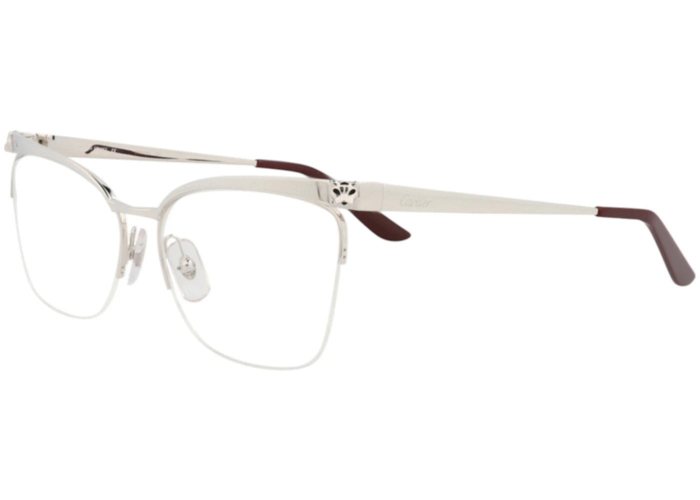 Cartier Square Eyeglasses Silver Silver Transparent (CT0125O-30003102-006)