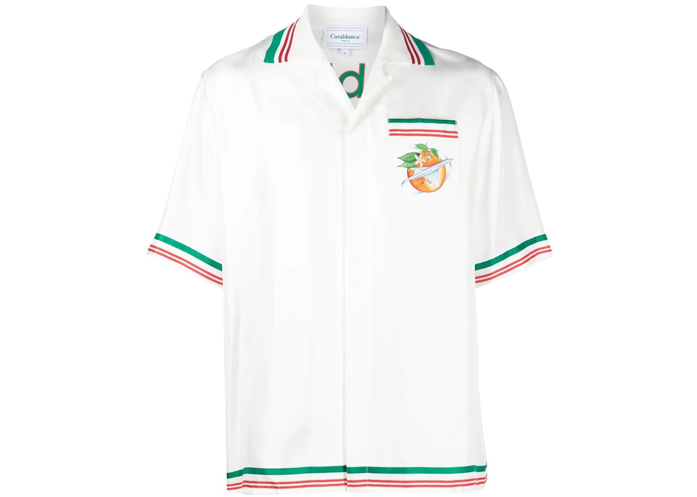 Casablanca Airways Print Knitted Collar Silk Shirt White/Multicolour