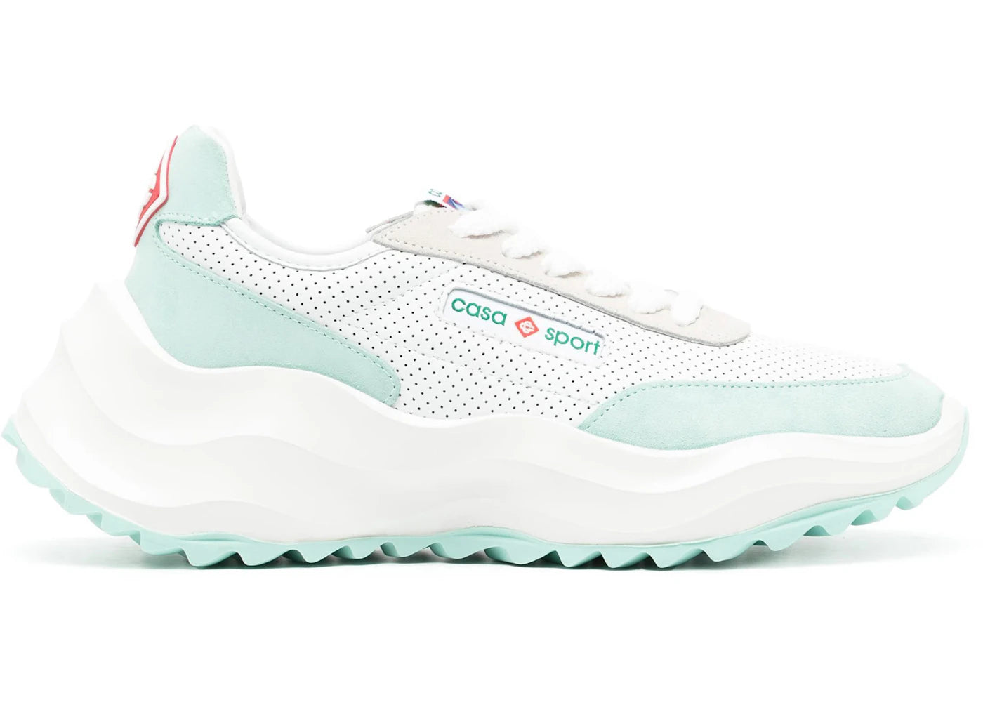 Casablanca Atlantis Leather Trainer White Mint Green