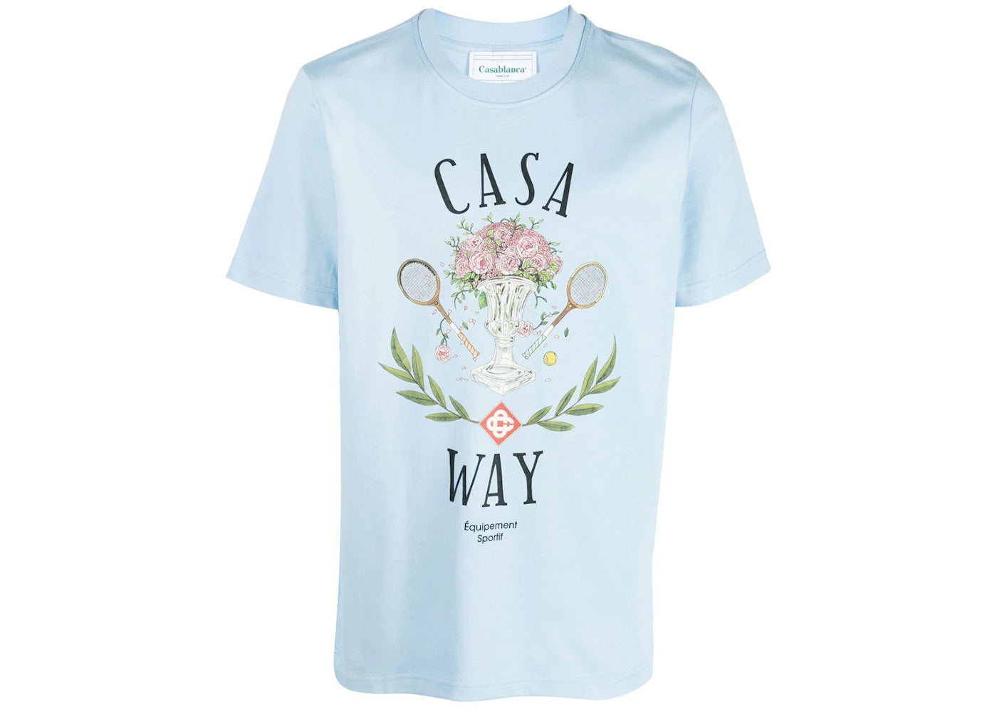 Casablanca Casa Way Print Organic Cotton T-shirt Light Blue
