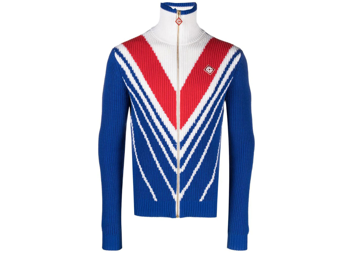 Casablanca Chevron Zip Up Jumper Blue
