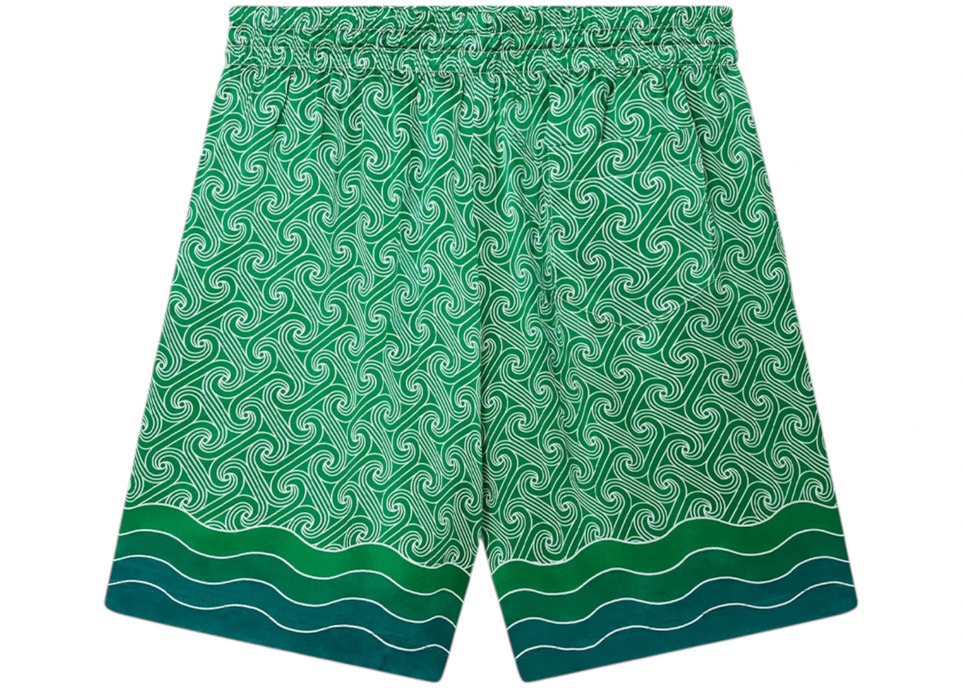 Casablanca Column Monogram Silk Shorts Green