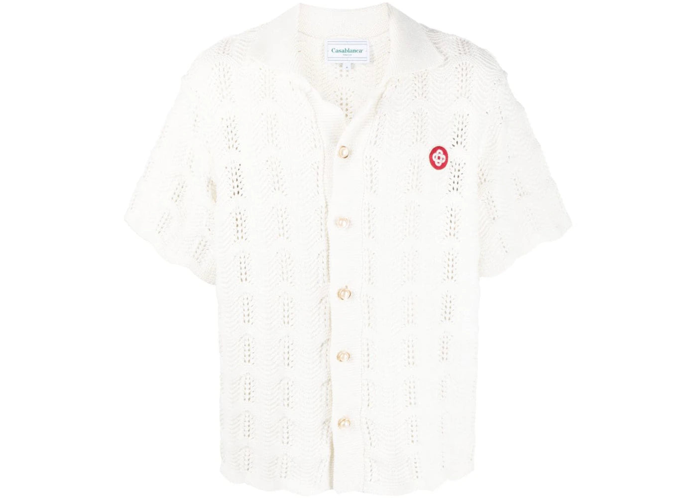 Casablanca Crochet Knit Polo White
