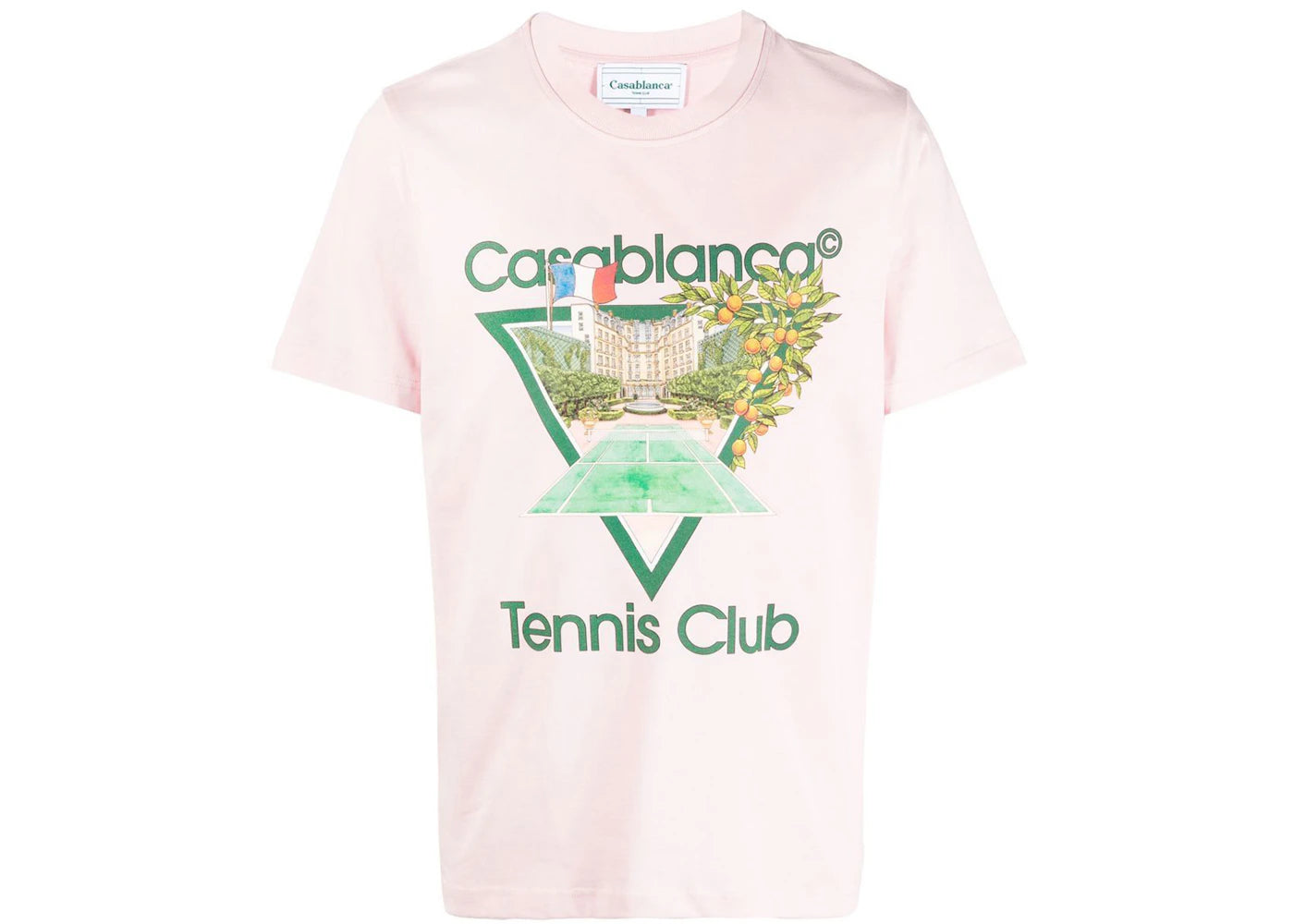 Casablanca Graphic Print Short Sleeve T-shirt Light Pink