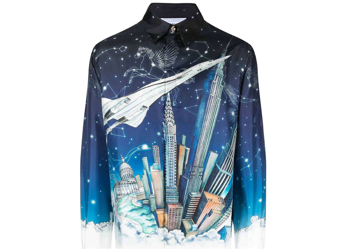 Casablanca Graphic Print Silk Long Sleeved Shirt Multicolour
