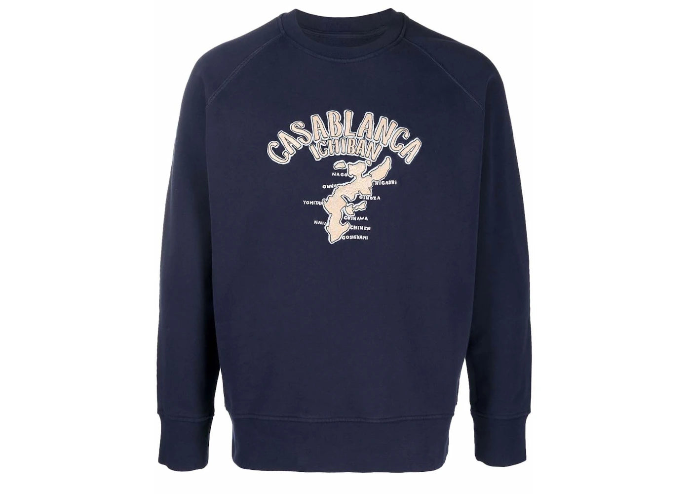 Casablanca Ichiban Map Crewneck Sweatshirt Navy Blue