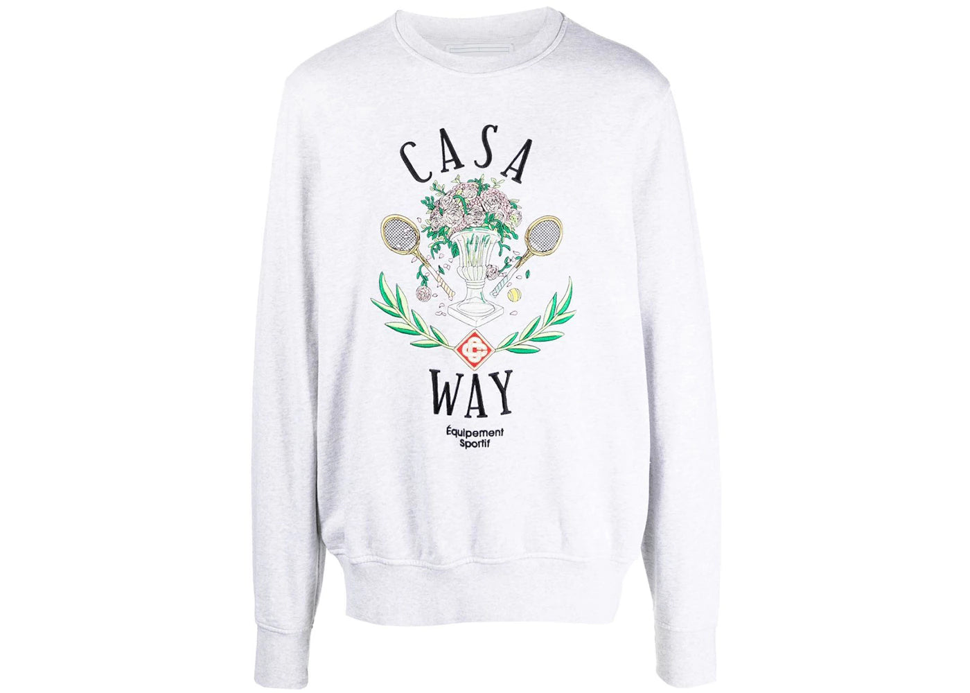 Casablanca Logo Embroidered Crew Neck Sweatshirt Light Grey/Multicolour