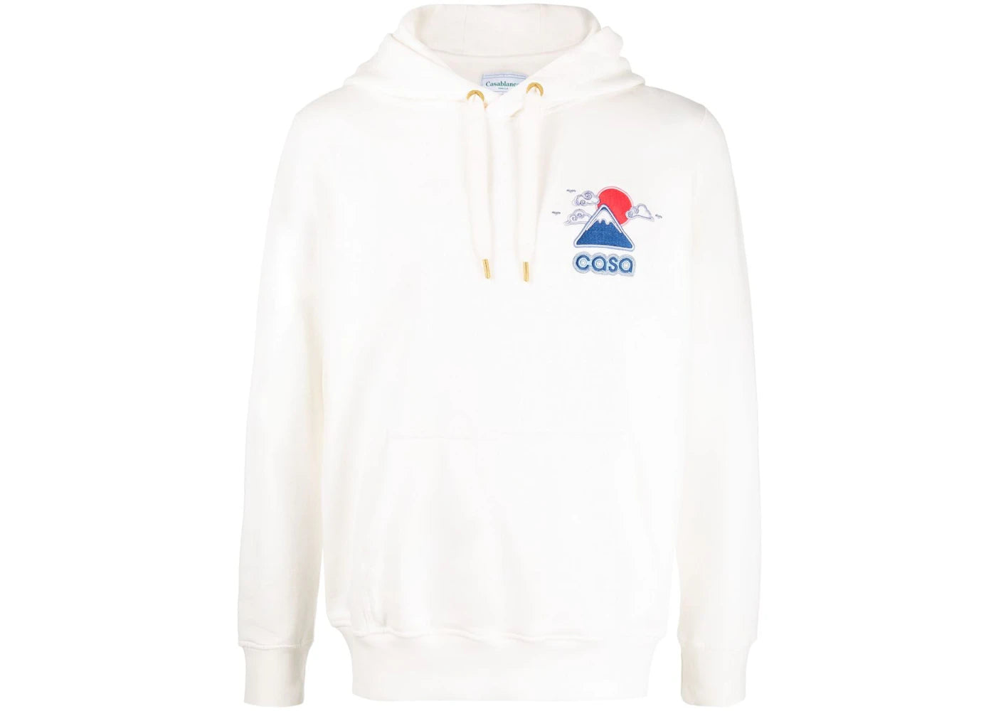 Casablanca Logo Embroidered Hoodie White