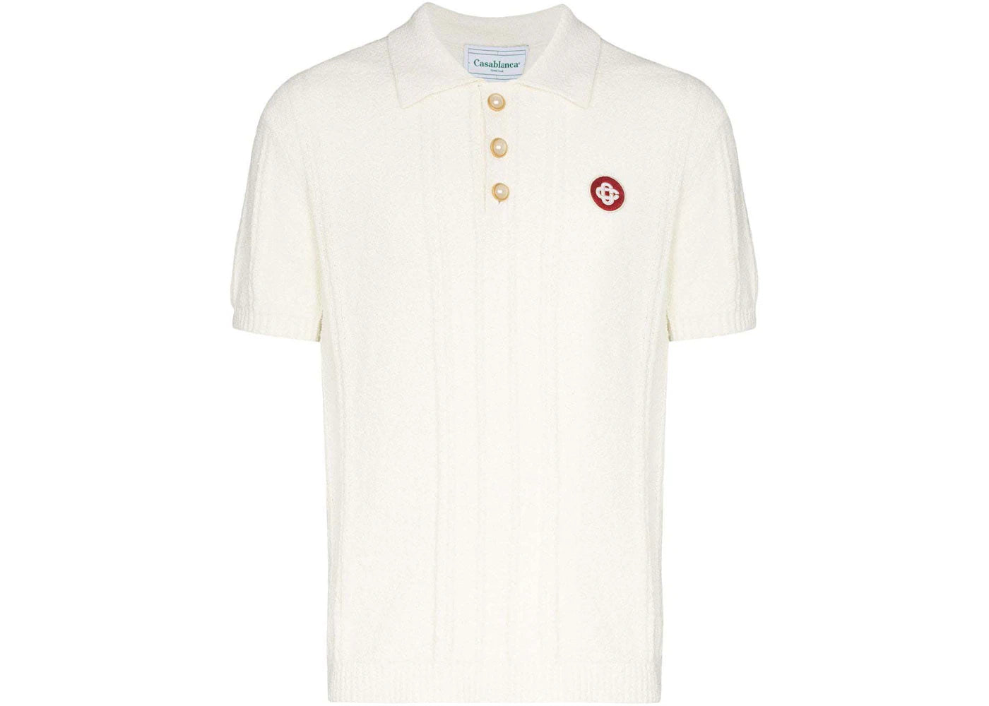 Casablanca Logo Patch Knitted Polo White