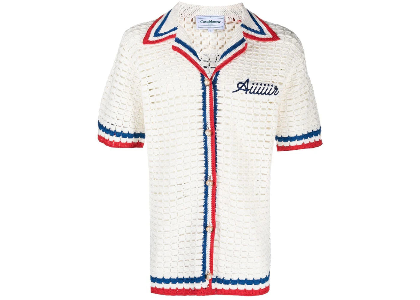 Casablanca Logo Patch Knitted Shirt White