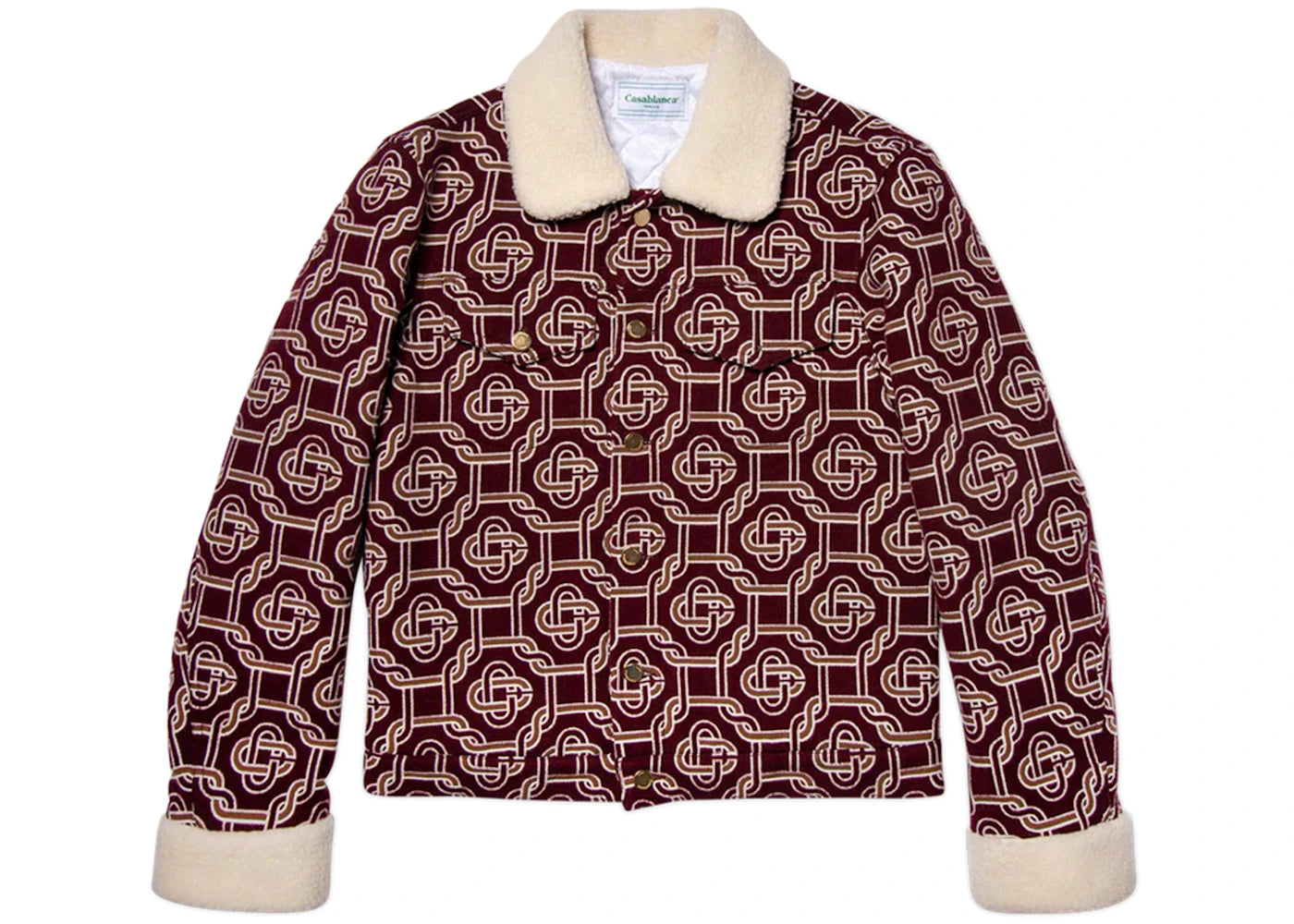 Casablanca Monogram Sherpa Denim Jacket Bordeaux