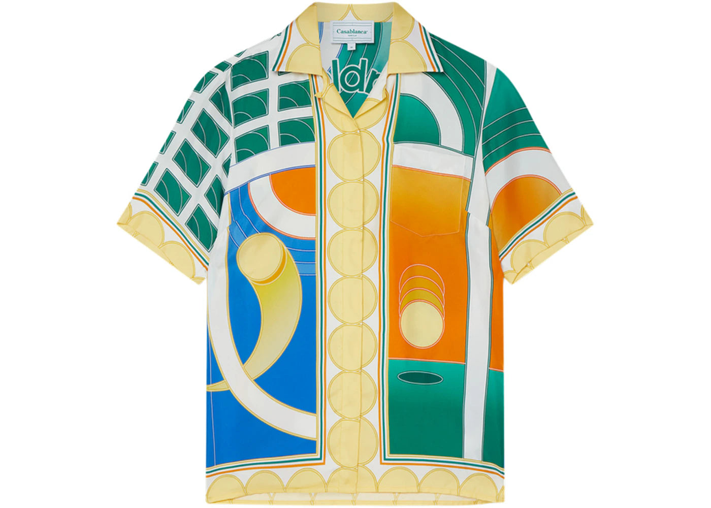Casablanca Reve De Tennis Silk Shirt Green/Orange/Multi