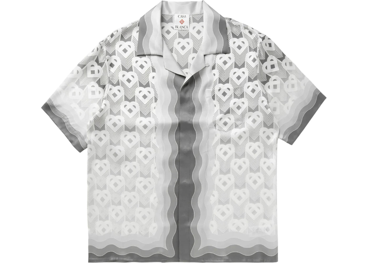 Casablanca Short Sleeve Cuban Collar Shirt Grey Gradient Heart Monogram